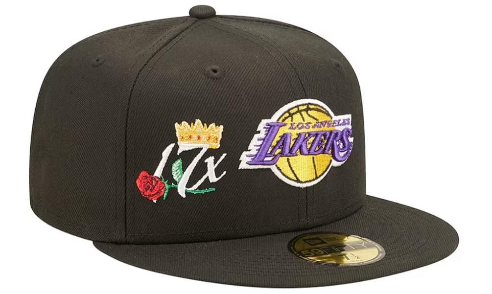 New Era Men's Los Angeles Lakers Black 17x NBA Finals Champions Crown 59FIFTY Fitted Hat