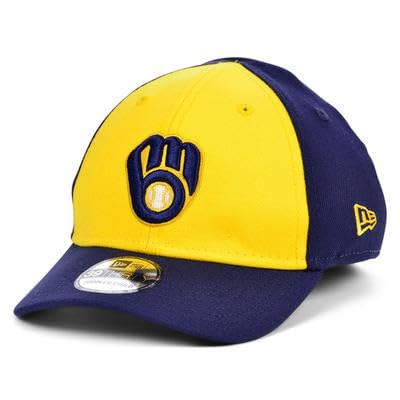 New Era Milwaukee Brewers Junior Team Classic 39THIRTY Cap, yellow/navy