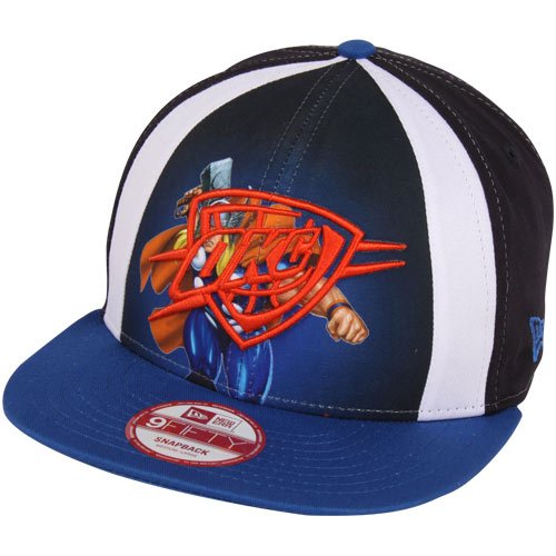 NBA New Era Oklahoma City Thunder Marvel Hero 9FIFTY Snapback Hat - Navy Blue/Light Blue