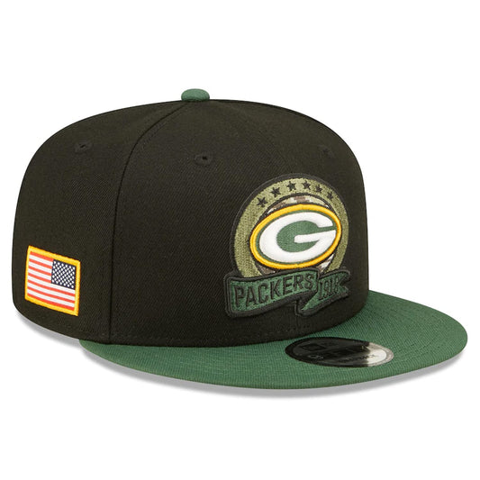 New Era 100% Authentic Exclusive Packers 950 9FIFTY Snapback Cap Hat : One Size Fit Most (US, Alpha, One Size, Salute to Service 22) Black