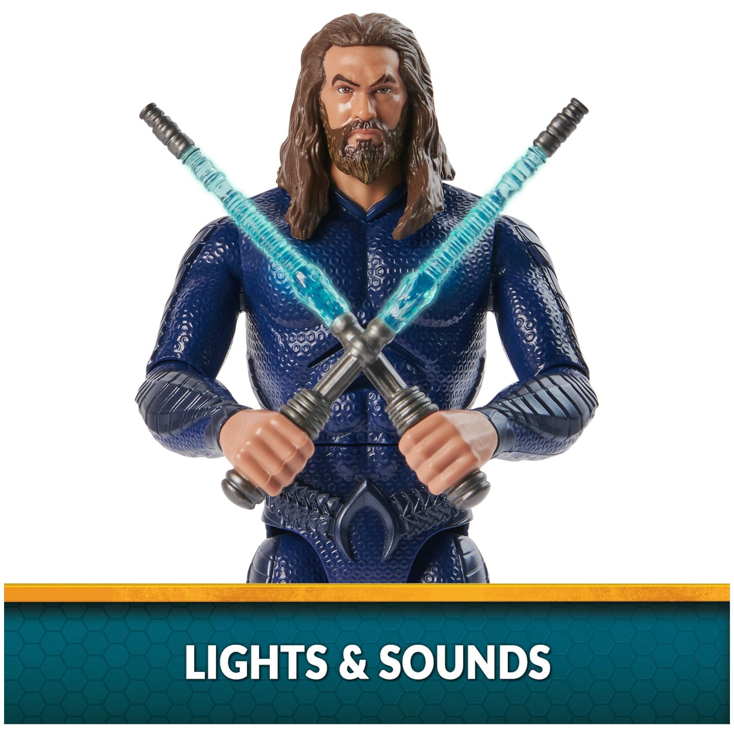 DC Comics, Double Strike Aquaman Action Figure, 12-inch, Stealth Suit, Lights & Sounds, Easy to Pose, Collectible Superhero Kids Toys for Boys 4+