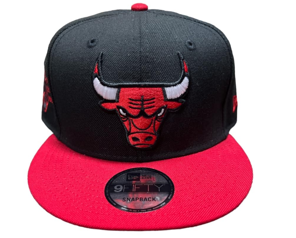New Era Chicago Bulls Snapback 9FIFTY HAT 6X NBA Finals Champions Title Trophy Black RED