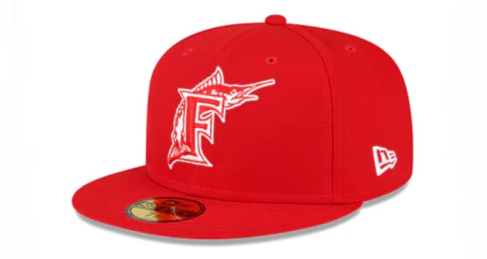 New Era Florida Marlins Scarlet Red White 1997 WS Side Patch 59Fifty Fitted (US, Numeric, 7 1/2, Scarlet Red)