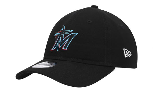 New Era JR Miami Marlins Youth Core Classic 9TWENTY Adjustable Hat - Black, 8 Years, Red/Navy