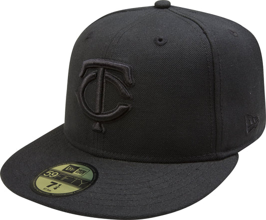 MLB Minnesota Twins Black on Black 59FIFTY Fitted Cap