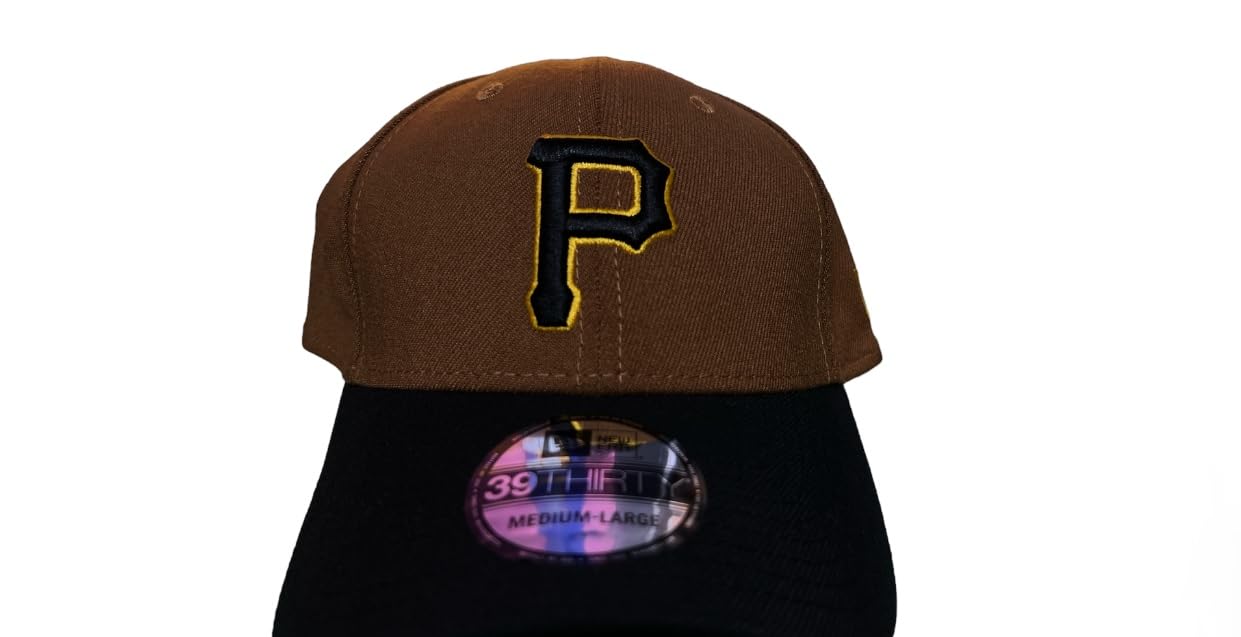 New Era Rare Pittsburgh Pirates Men's MLB Team Classic 39THIRTY Stretch Flex Fit Cap, Brown Black (US, Alpha, Large, X-Large, Brown/Black)
