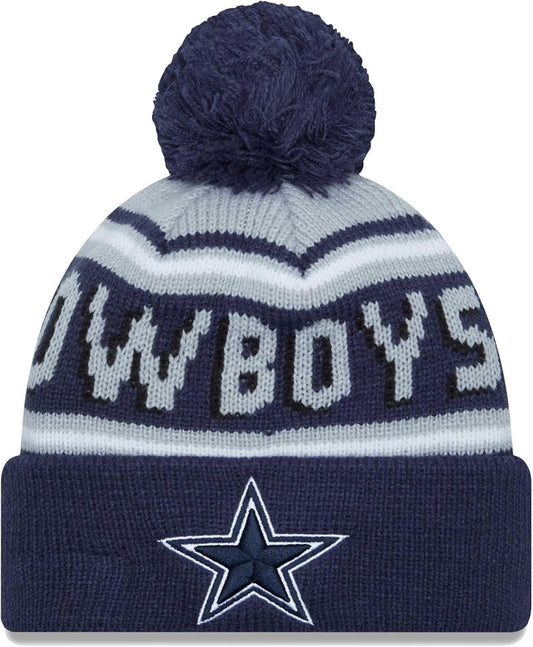 New Era Men's Team Logo Cuffed Knit Pom Hat - Pick Your Team (US, Alpha, One Size, Dallas - Cowboys)