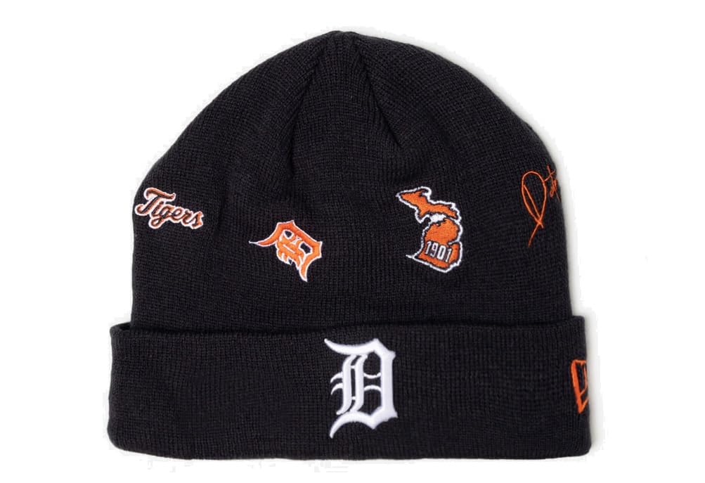 New Era Detroit Tigers Identity Knit Skully Cuff Beanie Cap Baseball Hat Black