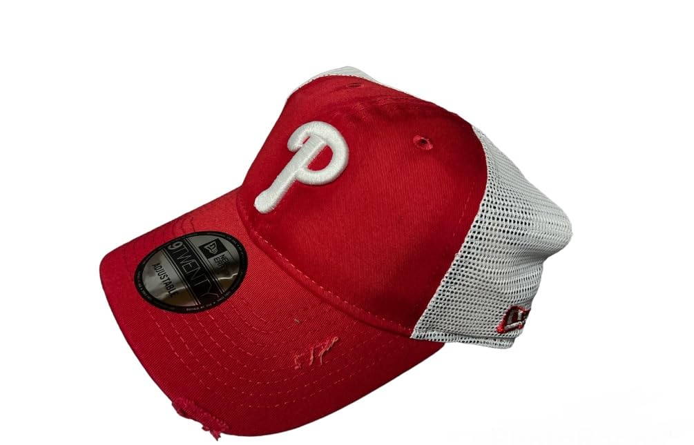 New Era Men's Philadelphia Phillies Rustic Faded Rips Trucker Snapback Unstructured 9twenty Hat Cap
