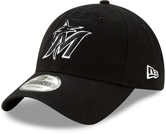 New Era Miami Marlins Black White Core Classic 9TWENTY Adjustable Strapback Hat
