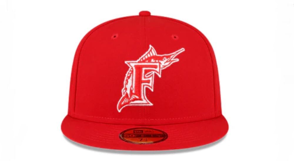 New Era Florida Marlins Scarlet Red White 1997 WS Side Patch 59Fifty Fitted (US, Numeric, 7 1/2, Scarlet Red)