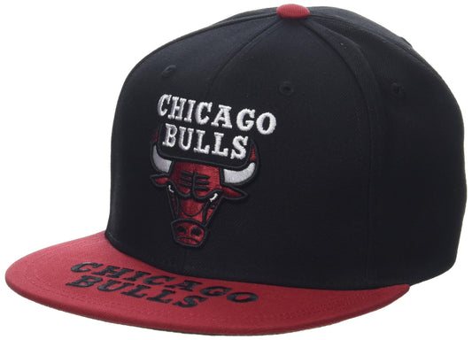 Mitchell & Ness Chicago Bulls Logo Bill 2Tone Snapback Cap, Hat Black Red