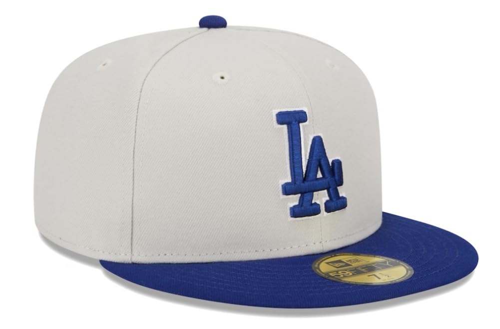 New Era Men's Los Angeles Dodgers Light Gray/Royal World Class Series 2020 Back Patch 59FIFTY Fitted Hat (US, Numeric, 7 1/4, Light Grey/Blue)
