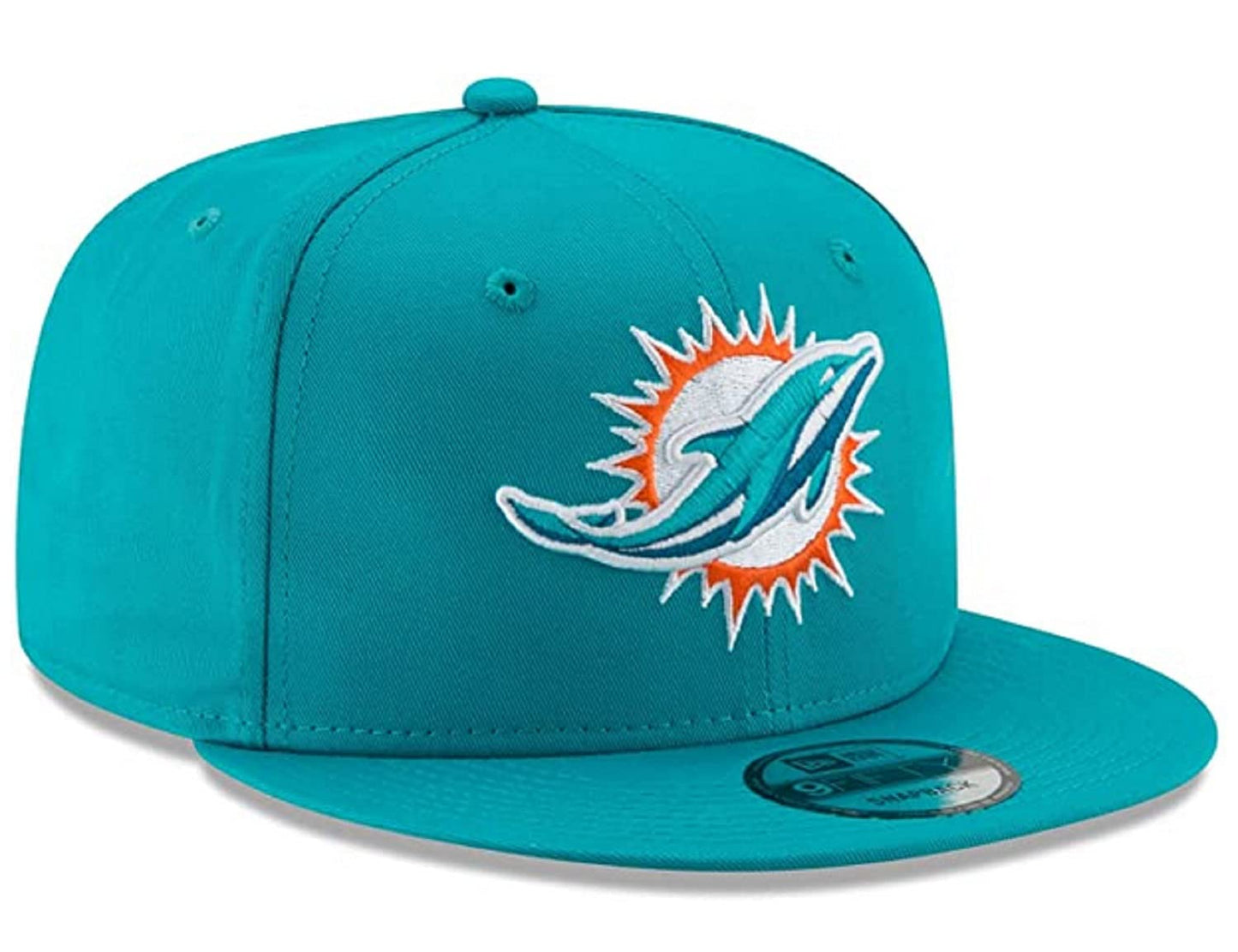 New Era Authentic Exclusive Dolphins Miami 9Fifty Snapback/9Twenty/MVP/9Forty Adjustable Hat - OSFM (Aqua Team Color Current Logo), Black