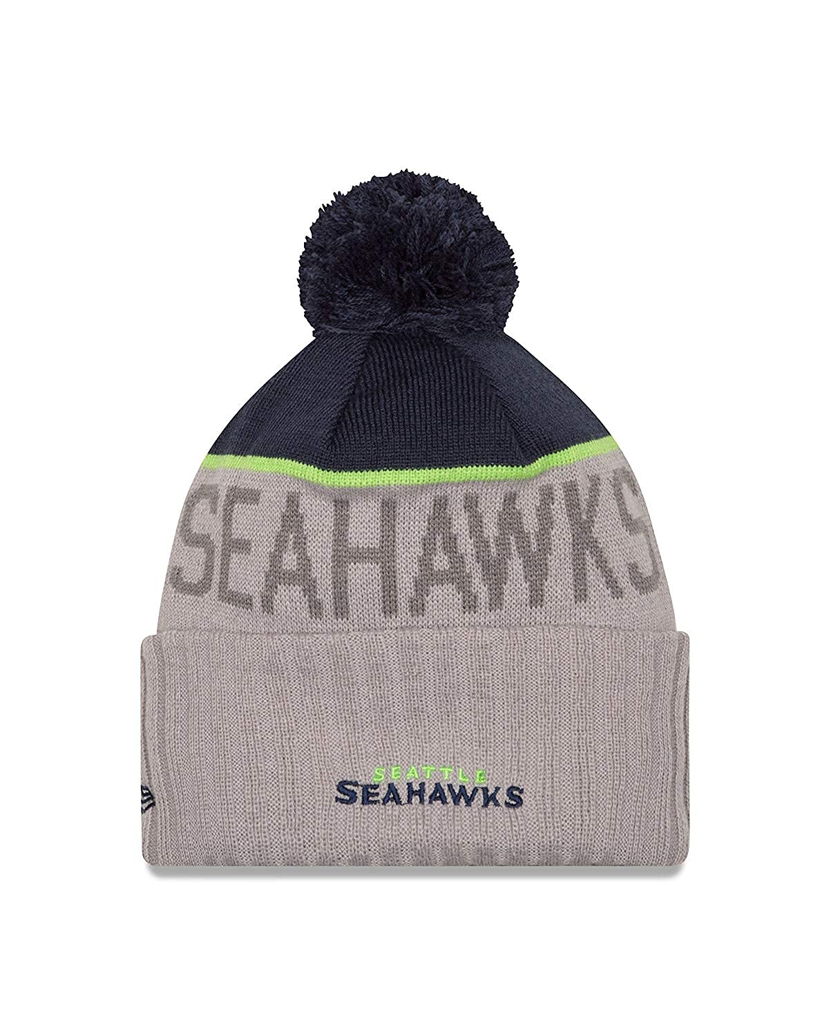 New Era Seahawks Seattle 12th Men Sideline Cuffed Knit Beanie Skully Cap Hat (OnField15 Gray), New Era, Navy
