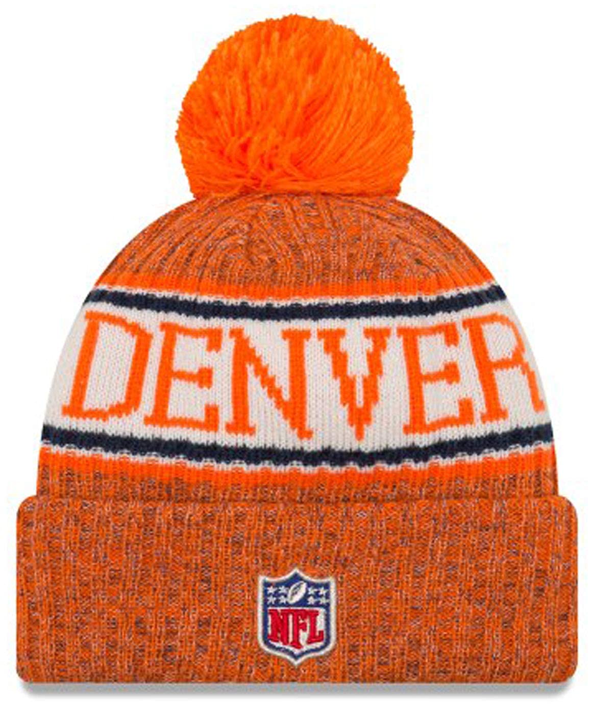 New Era Authentic Collection Broncos Cold Weather Cuffed Knit Beanie Skully Cap Hat One Size Fit Most (Onfield 18 Youth Jr.) Blue