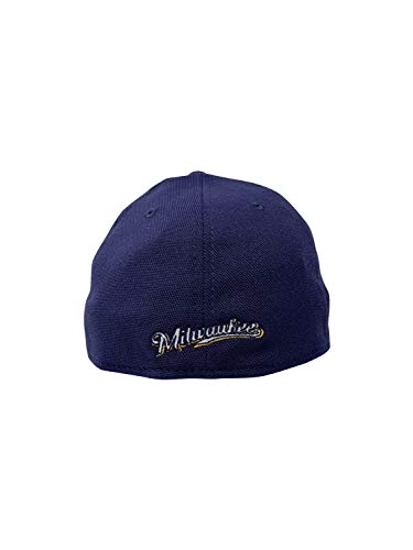 New Era Milwaukee Brewers Fitted 39Thirty MLB Curve Brim Baseball Cap 3930 (M/L, Blue Team Classic)
