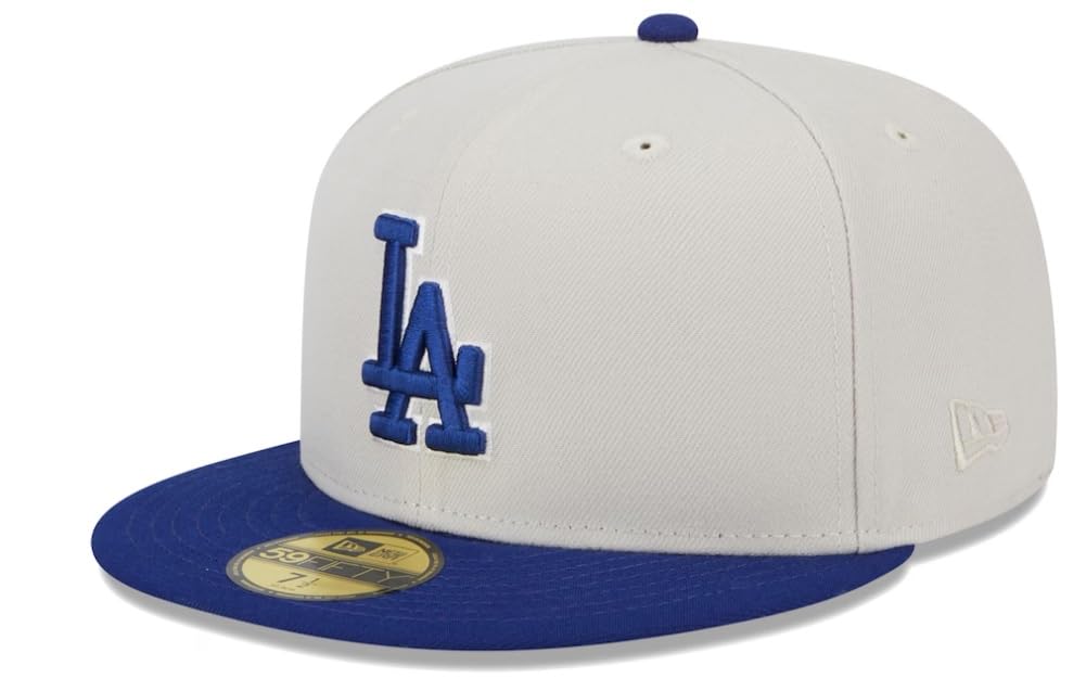 New Era Men's Los Angeles Dodgers Light Gray/Royal World Class Series 2020 Back Patch 59FIFTY Fitted Hat (US, Numeric, 7 3/8, Light Grey/Blue)