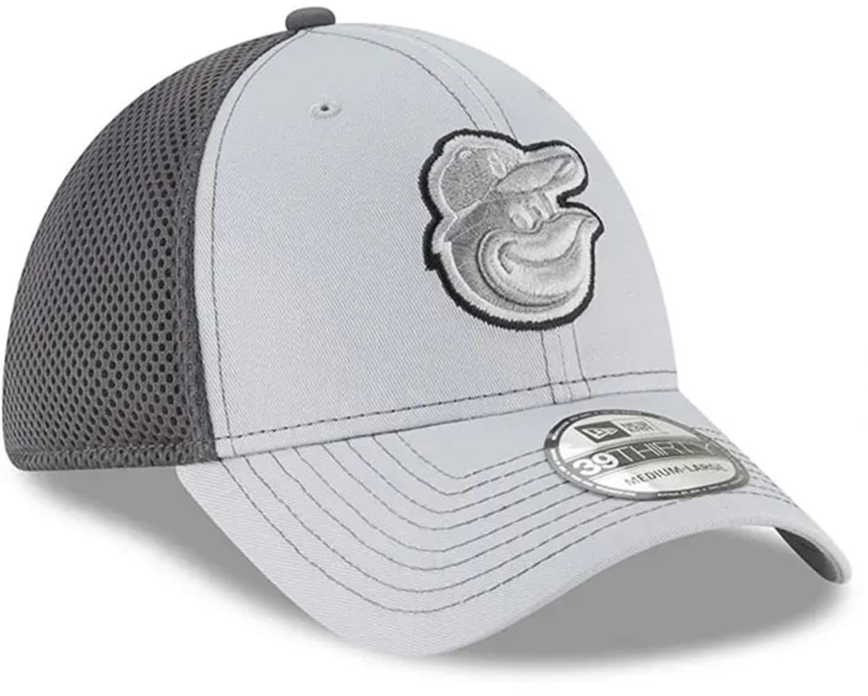 New Era Baltimore Orioles Grayed Out Neo 39Thirty Hat (as1, Alpha, m, l, Medium-Large), Gray