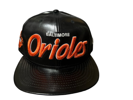 New Era Mens Baltimore Orioles Redux 9fifty Snapback Adjustable Baseball Hat Cap - Black/Orange - Faux Leather