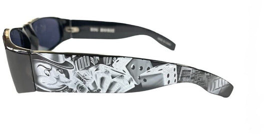 DYSE ONE Authentic Shades Money Diamonds Black Sunglasses California Lowrider Locs Style