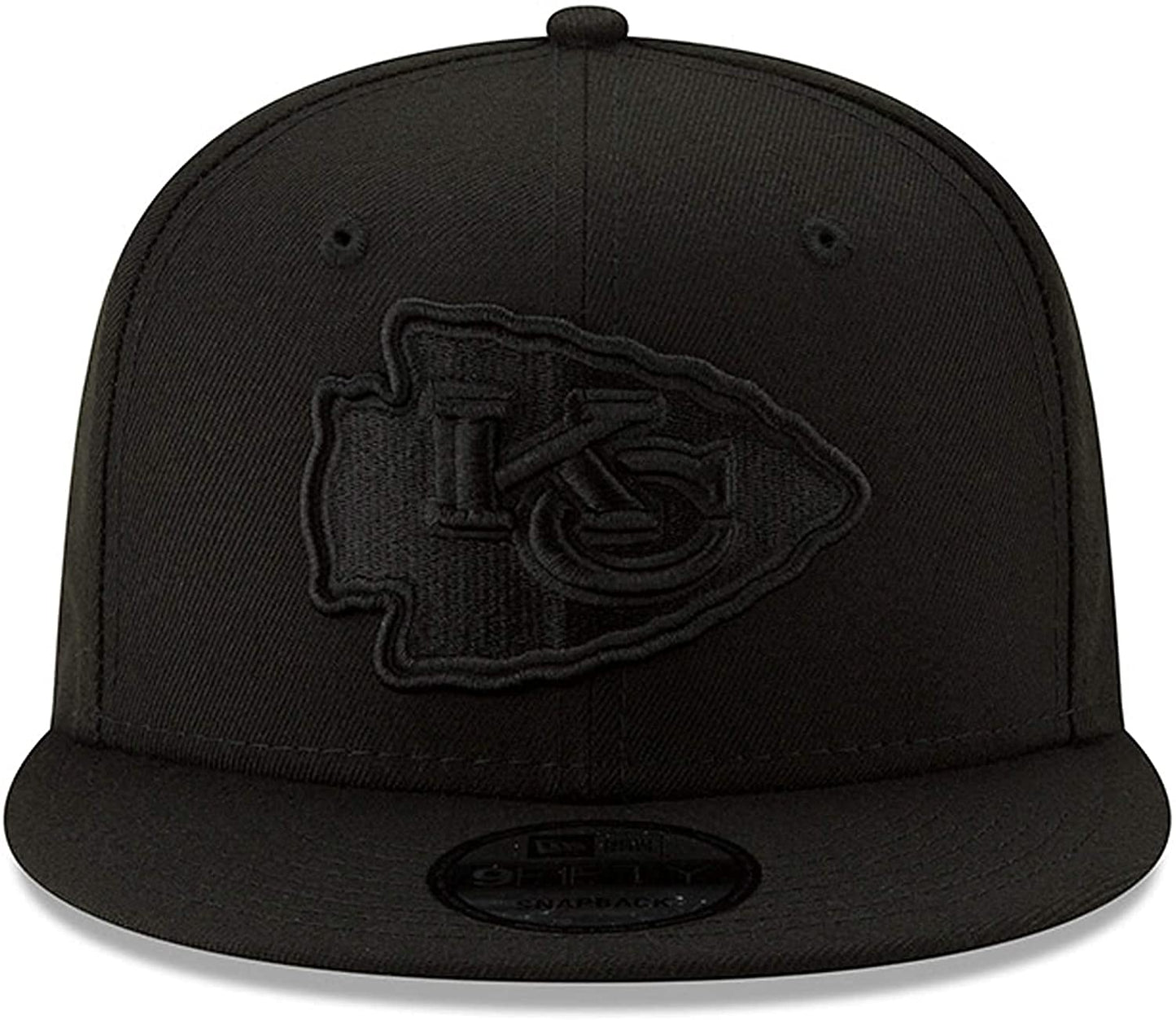 New Era Exclusive Men's Chiefs Adjustable Cap Hat One Size Fit Most Snapback/Velcro/Bucle Closure (Black On Black Snapback)