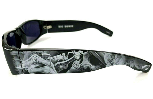 Dyse One Authentic Shades Black Guns Skull Inked Sunglasses California Lowrider Locs Style