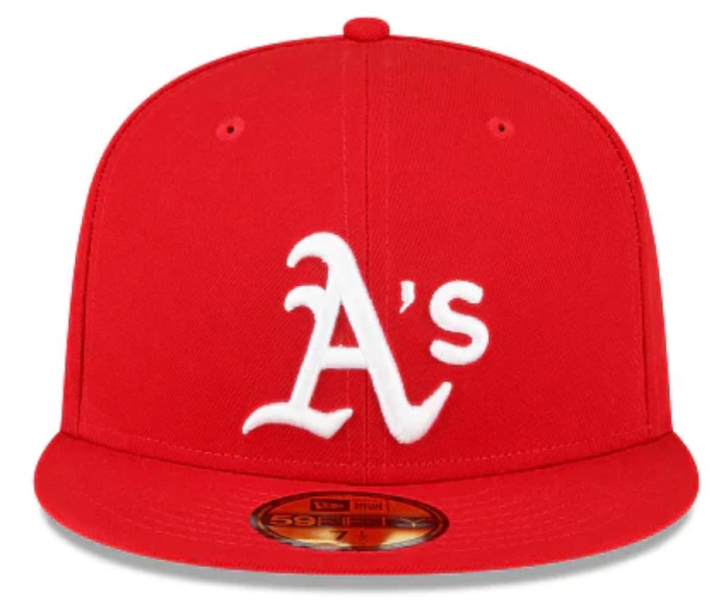 New Era Men's Oakland Athletics 1989 World Series Game Side Patch 59Fifty 5950 Fitted Hat Cap Scarlet Red/White (US, Numeric, 7 1/2, Red/White)