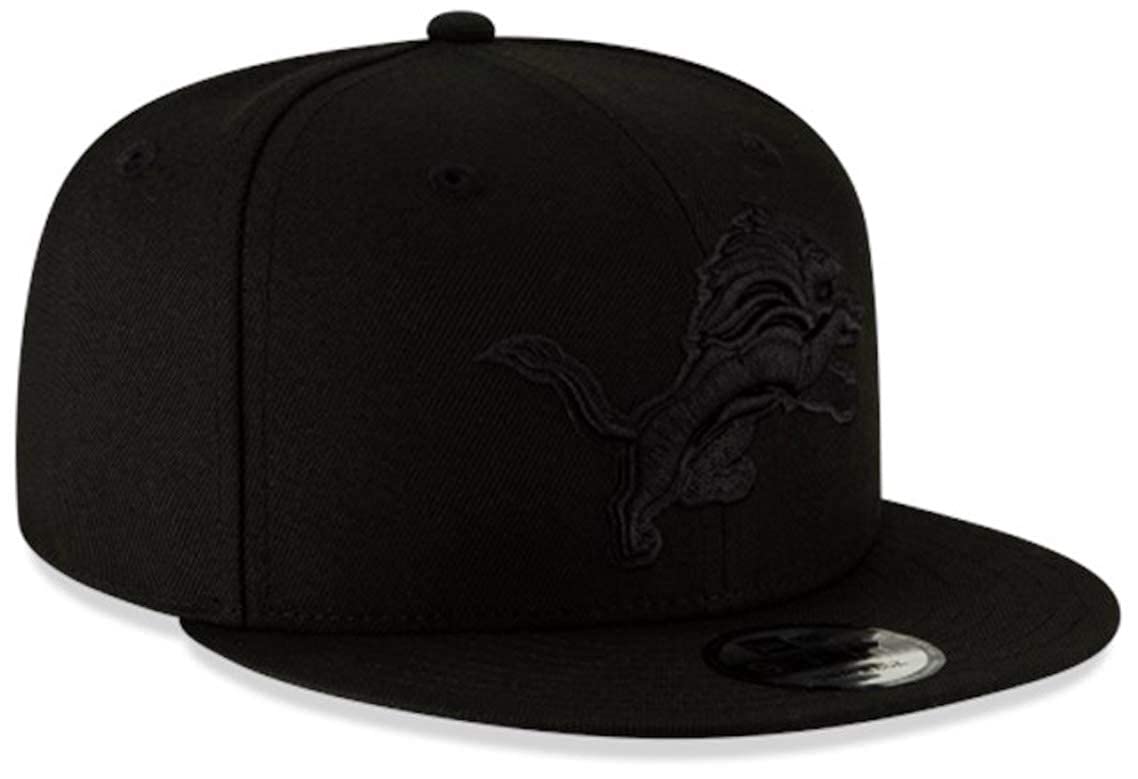 New Era Exclusive Selecition Men's Lions Motor City Adjustable Cap Hat One Size Fit Most Snapback/Velcro/Buckle Closure (US, Alpha, One Size, Black On Black)