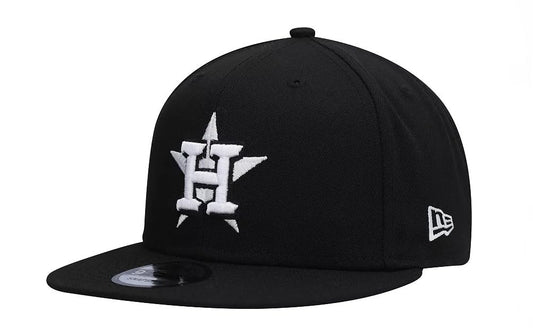 New Era Men's Black White Team 9FIFTY Snapback Hat (US, Alpha, One Size, Black/White, Houston Astros)