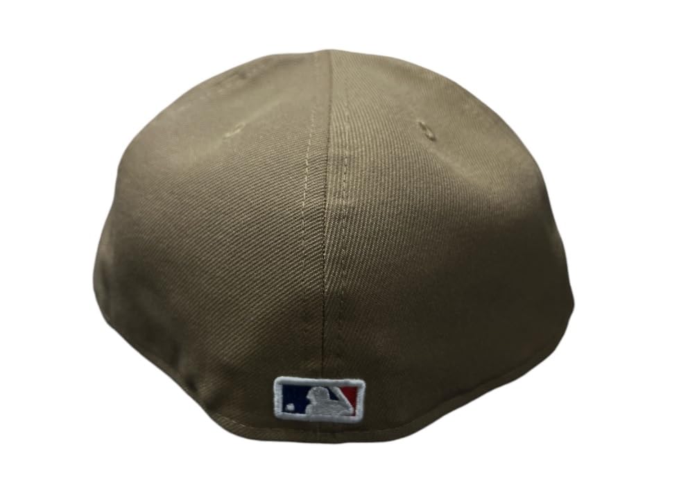 New Era Men's Los Angeles Dodgers Authentic Khaki/Blue/White 59FIFTY Fitted Hat (US, Numeric, 7 3/8, Khaki/Blue/White)