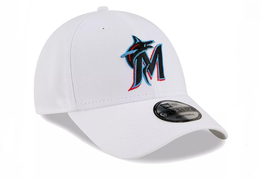 New Era Men's White Miami Marlins League II 9FORTY Adjustable Hat White/Black/Blue