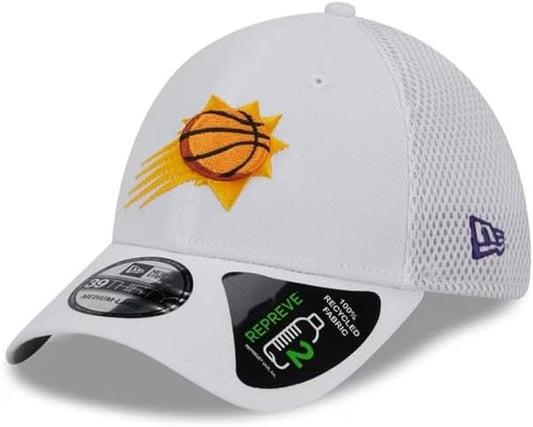 New Era Phoenix Suns Mens White Game Day Recycled 39THIRTY Flex Hat