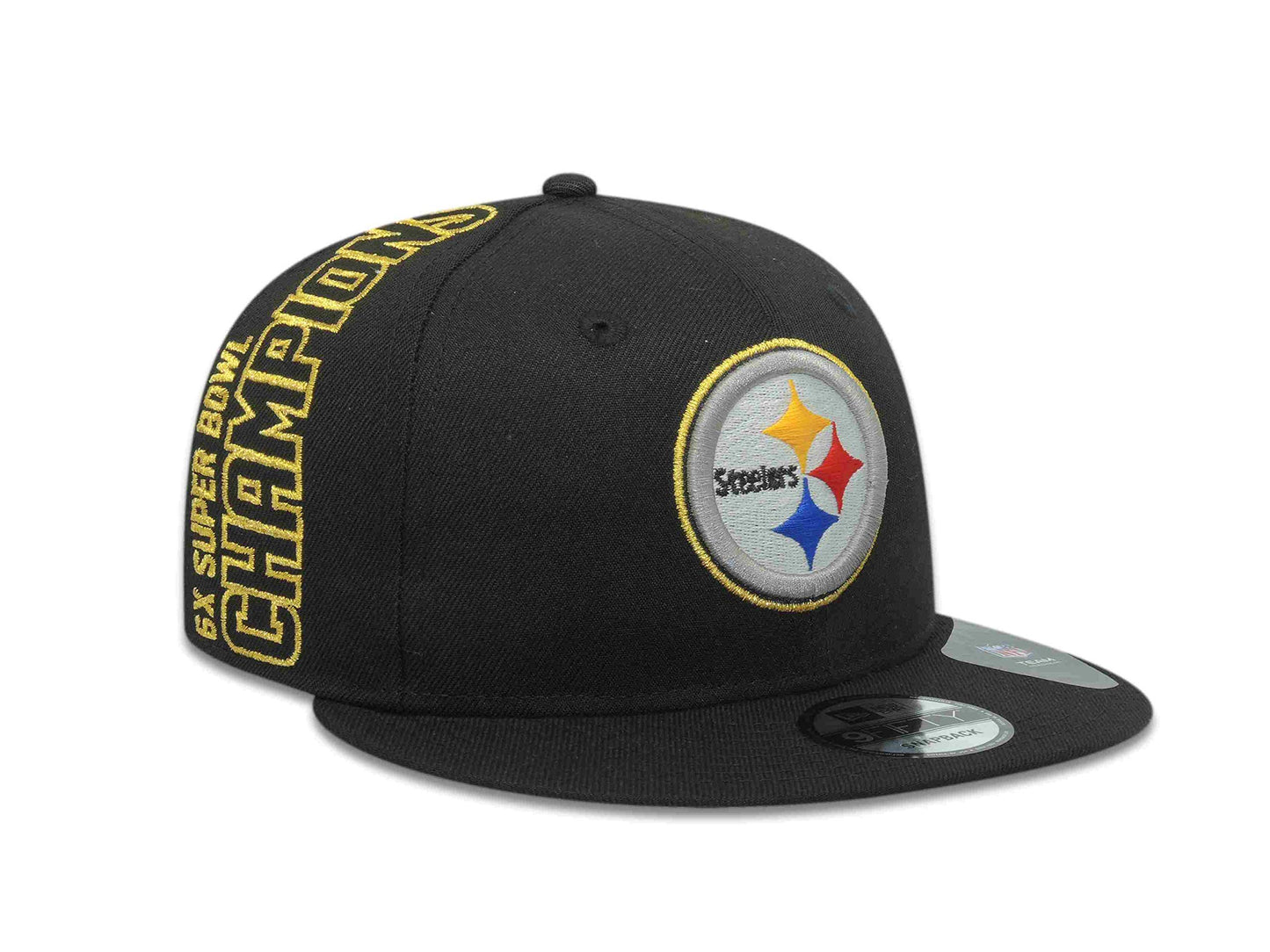 New Era 100% Authentic Exclusive Steelers 950 9FIFTY Snapback Cap Hat : One Size Fit Most (US, Alpha, One Size, Champions 6xSuperBowl) Black