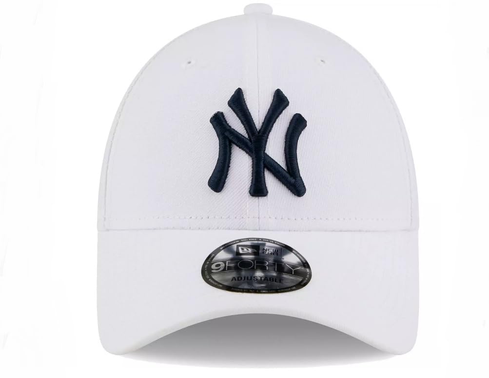 New Era Men's 9FORTY New York Yankees Hat Cap Adjustable Strap - White/Navy
