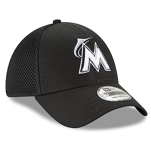 New Era Miami Marlins Black Neo 39THIRTY Flex Hat (Medium/Large)
