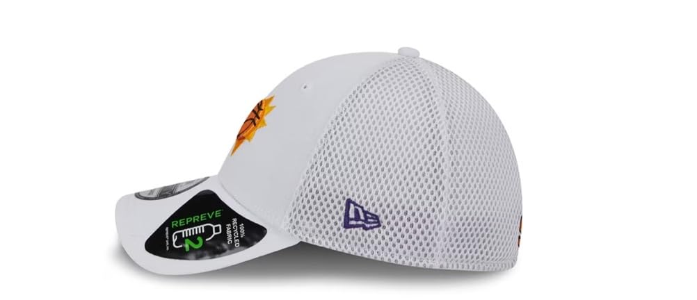 New Era Phoenix Suns Mens White Game Day Recycled 39THIRTY Flex Hat