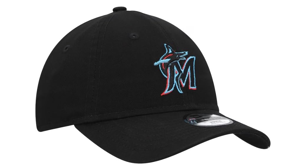 New Era JR Miami Marlins Youth Core Classic 9TWENTY Adjustable Hat - Black, 8 Years, Red/Navy