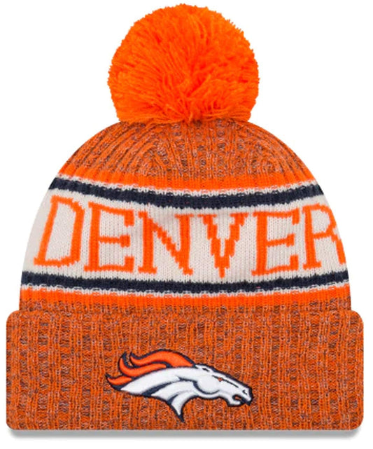 New Era Authentic Collection Broncos Cold Weather Cuffed Knit Beanie Skully Cap Hat One Size Fit Most (Onfield 18 Youth Jr.) Blue