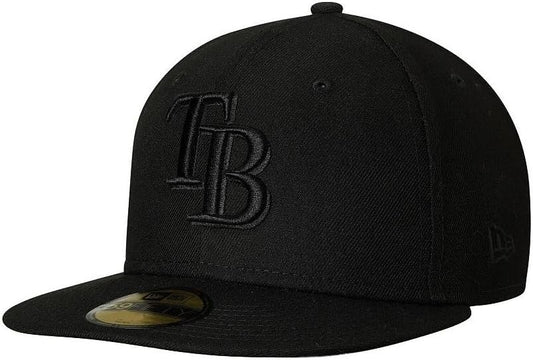 Black Tampa Bay Rays Primary Logo Basic 59FIFTY Fitted Hat by New Era Size 7 1/2
