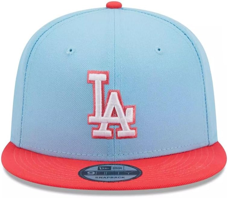 New Era Mens Los Angeles Dodgers 9fifty Snapback 2Tone Adjustable Baseball Hat Cap - Light Blue/Red