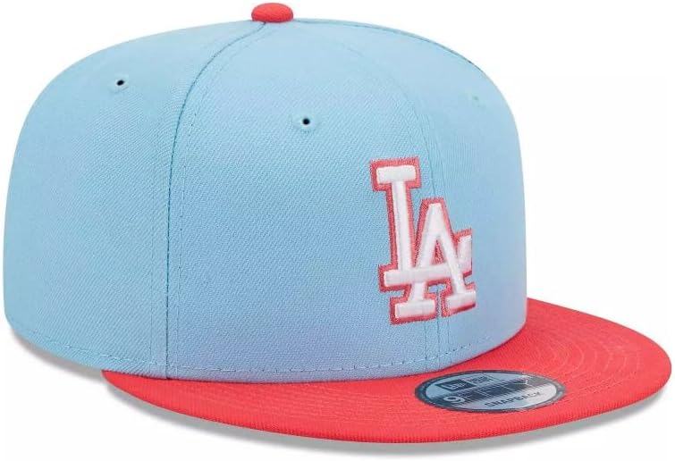 New Era Mens Los Angeles Dodgers 9fifty Snapback 2Tone Adjustable Baseball Hat Cap - Light Blue/Red