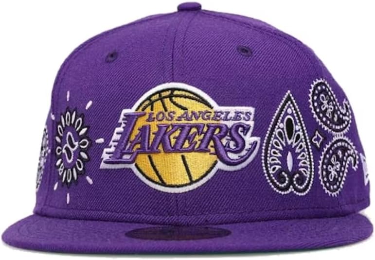 New Era Mens Los Angeles Lakers Paisley 9fifty Snapback Adjustable Baseball Hat Cap - Purple