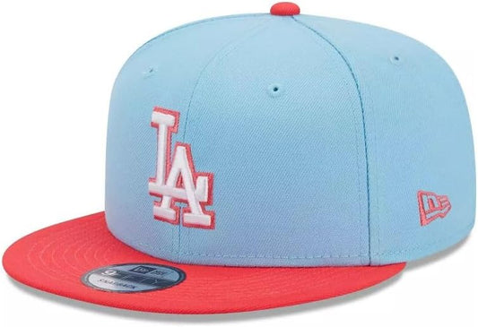 New Era Mens Los Angeles Dodgers 9fifty Snapback 2Tone Adjustable Baseball Hat Cap - Light Blue/Red