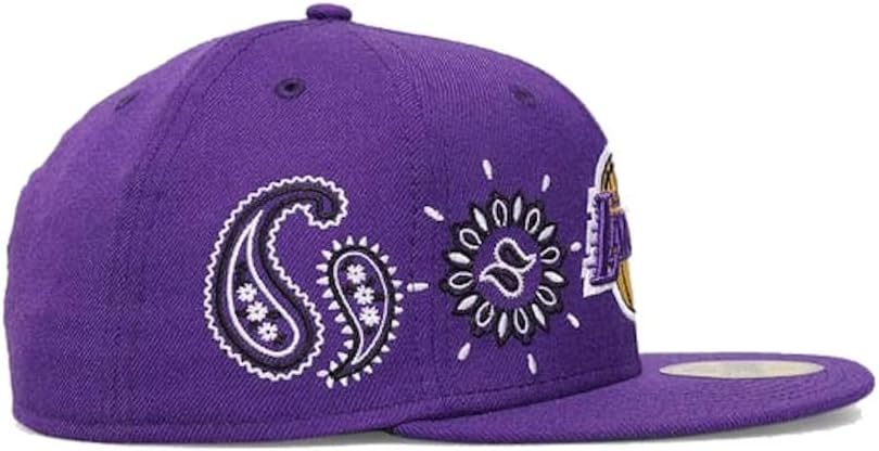 New Era Mens Los Angeles Lakers Paisley 9fifty Snapback Adjustable Baseball Hat Cap - Purple