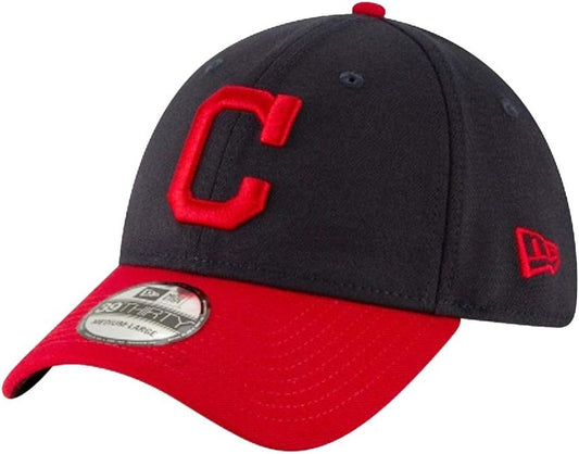 New Era Cleveland Indians Navy Red Team Classic Stretch Fit Cap MLB 3930 39thirty Curved Visor M L