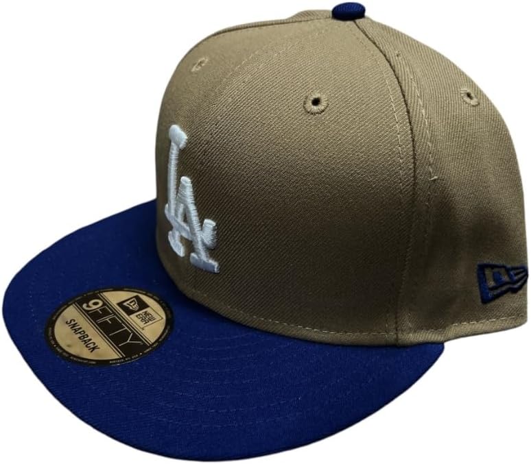 New Era Mens Los Angeles Dodgers Khaki Blue White 9fifty Snapback Hat Cap