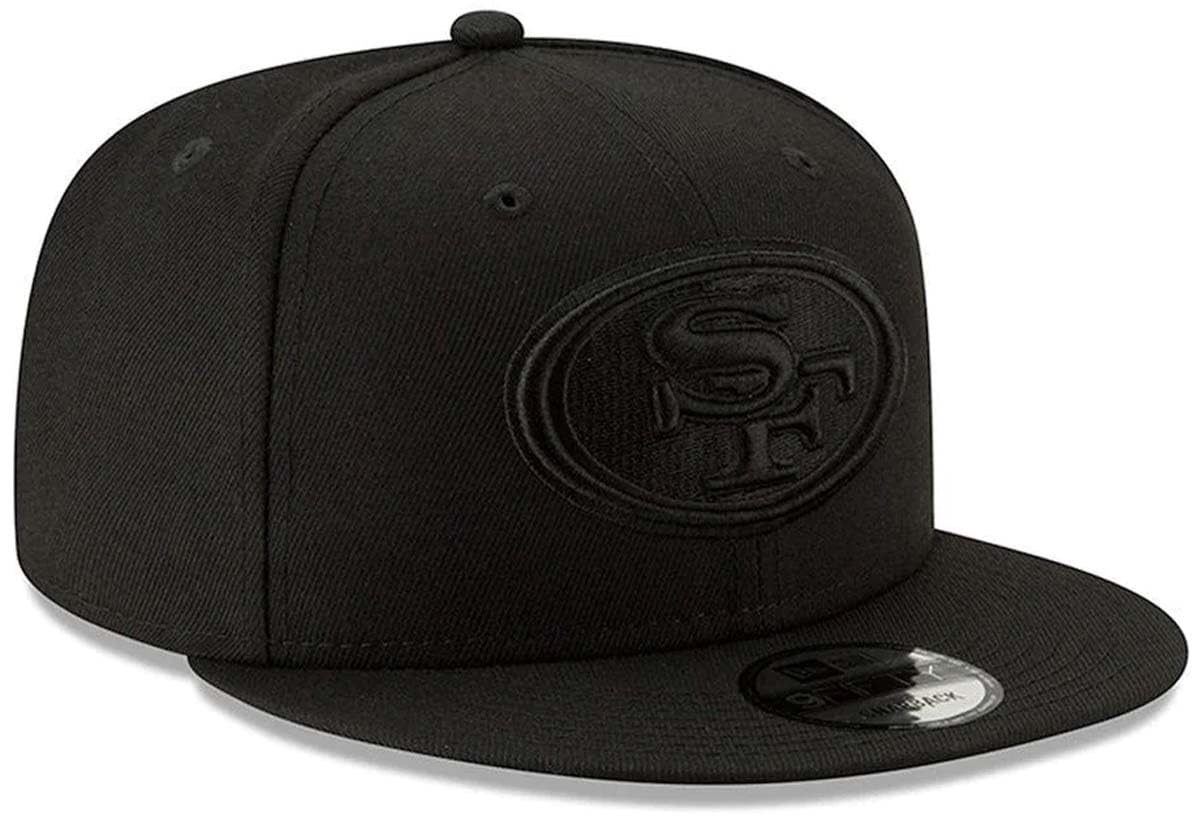 100% Authentic 49ers 9FIFTY Snapback/Strapback MVP 47 Sideline Cap Hat : One Size Fit Most Salute (Black On Black Flat Bill Snapback)