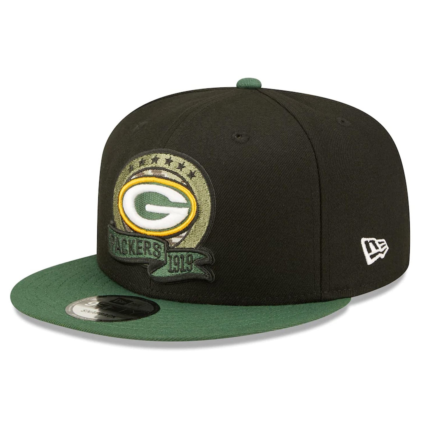 New Era 100% Authentic Exclusive Packers 950 9FIFTY Snapback Cap Hat : One Size Fit Most (Salute to Service 22) Black