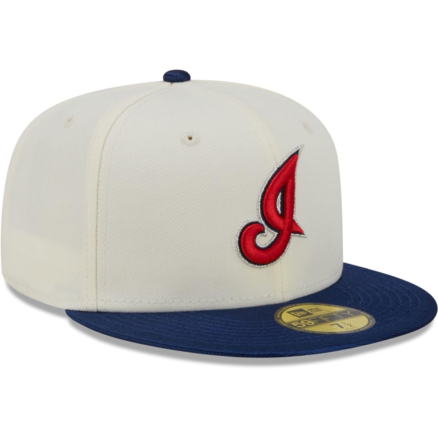 New Era Men's Cleveland Indians 59FIFTY Team Shimmer Fitted Hat - Cream/Blue